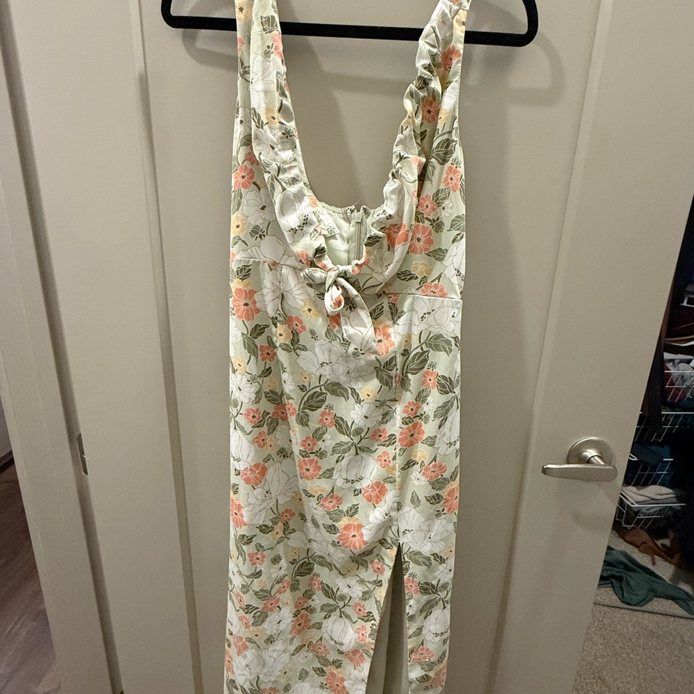 Abercrombie & Fitch Cream Floral Midi Dress - Picture 2 of 3
